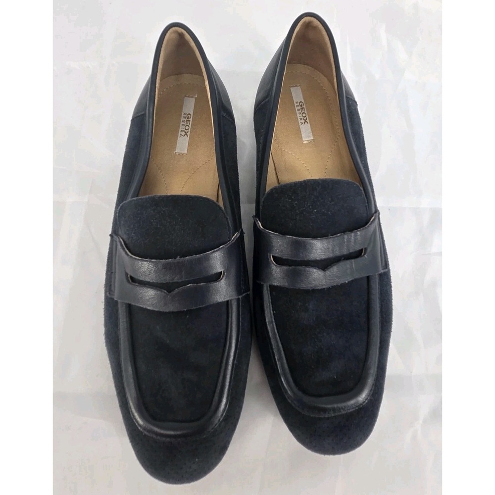 GEOX Respira Women's Navy Suede Penny Loafers Size 8